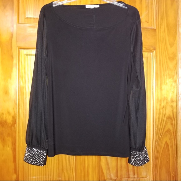 Fancy top sheer sleeves with rhinestones on cuffs - Picture 5 of 7